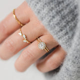 Moissanite Round Cut Floral Halo Wedding Proposal Ring