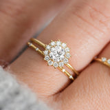 Moissanite Round Cut Floral Halo Wedding Proposal Ring