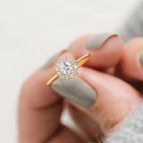 Moissanite Round Cut Floral Halo Wedding Proposal Ring