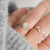 Moissanite Round Cut Floral Halo Wedding Proposal Ring