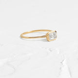 Emerald Cut Bezel Hidden Accent Moissanite Engagement Ring
