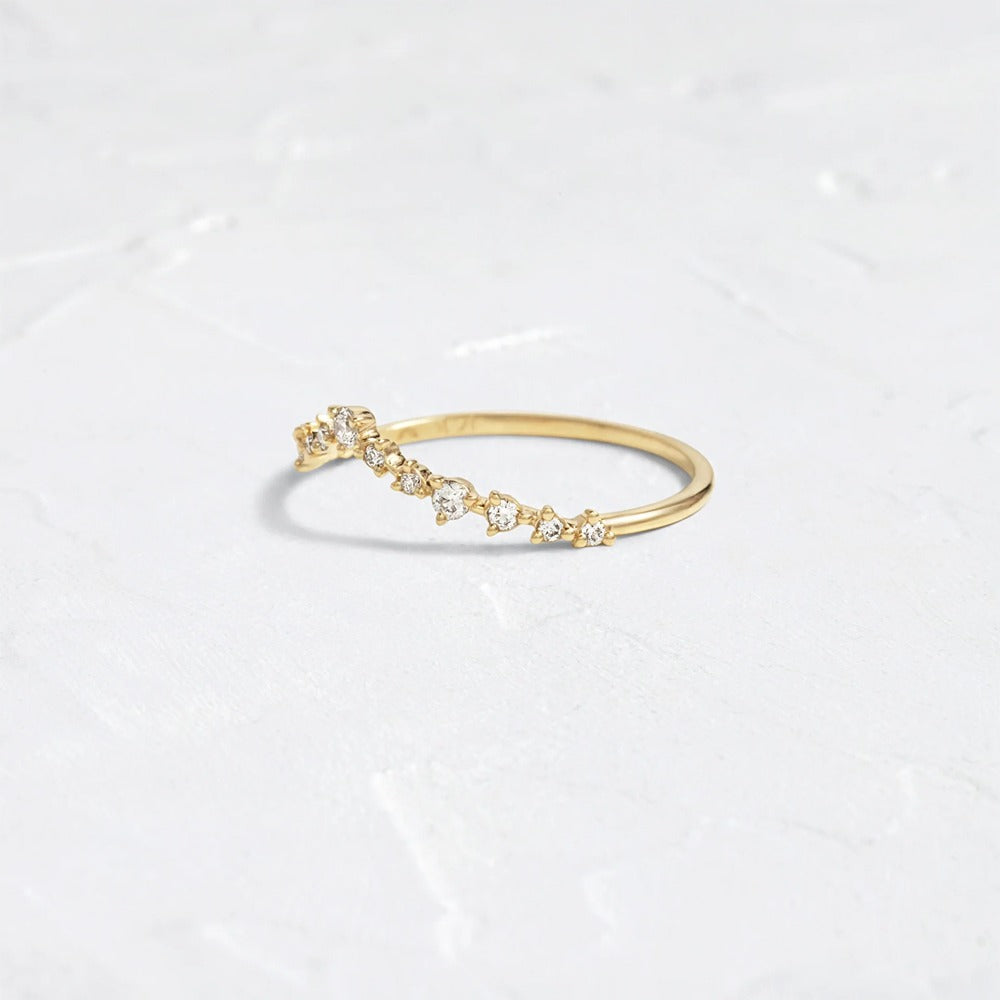 Round Cut Moissanite Curved Eternity Wedding Band