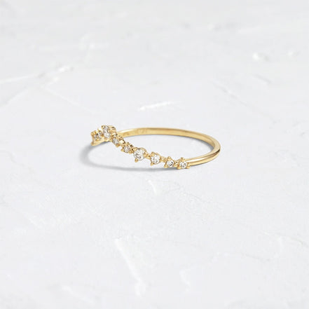 Round Cut Moissanite Curved Eternity Wedding Band
