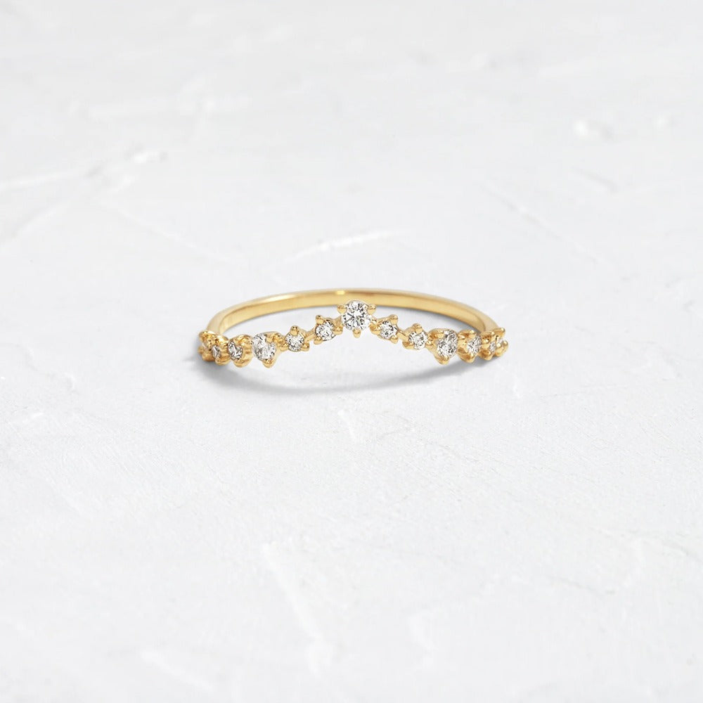 Round Cut Moissanite Curved Eternity Wedding Band