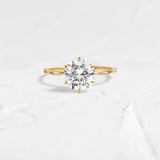 Moissanite Round Cut Solitaire With Side Accent Wedding Ring