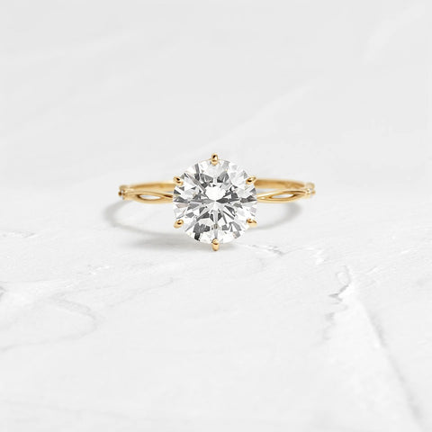 Moissanite Round Cut Solitaire With Side Accent Wedding Ring