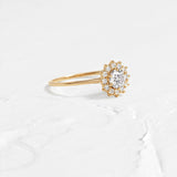 Moissanite Round Cut Floral Halo Wedding Proposal Ring