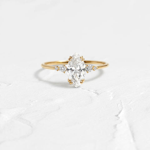 D Color Moissanite Five Stone Marquise Cut Wedding Proposal Ring