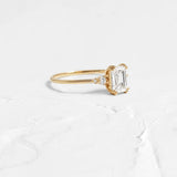 Emerald Cut Moissanite Five Stone Engagement Ring