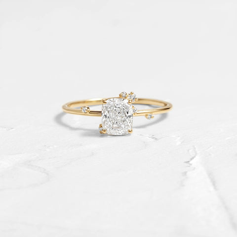 Cluster Style Moissanite Radiant Cut Engagement Ring