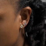 Round Cut Moissanite Three Stone Stud  Earrings For Women