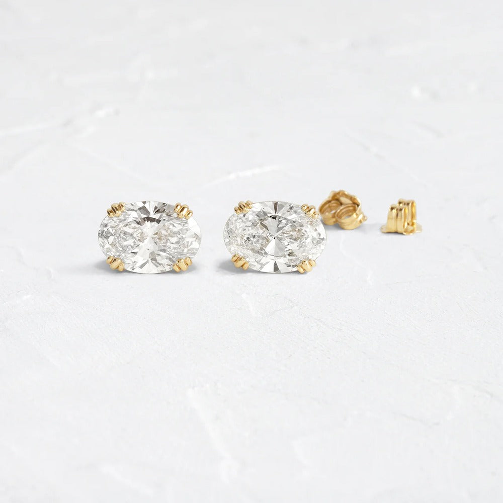 Oval Cut Stud Back Moissanite Earrings For Women