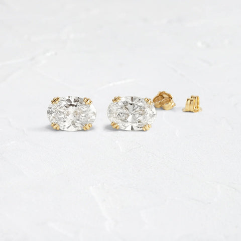 Oval Cut Stud Back Moissanite Earrings For Women