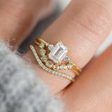 Emerald Cut Moissanite Five Stone Engagement Ring