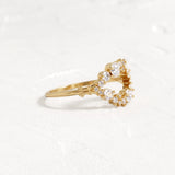 Round Cut Double Curved Colorless Moissanite Proposal Ring