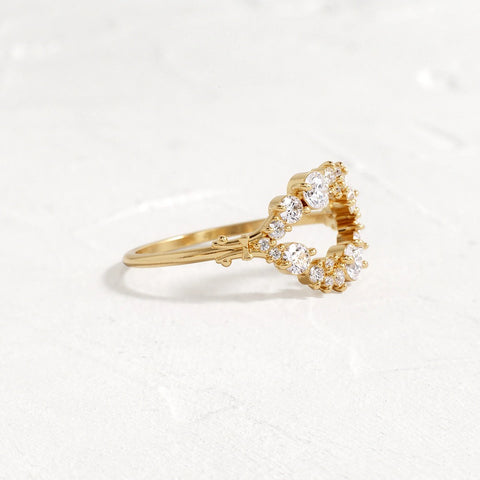 Round Cut Double Curved Colorless Moissanite Proposal Ring