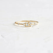 Asscher Cut Cluster Moissanite Ring For Women