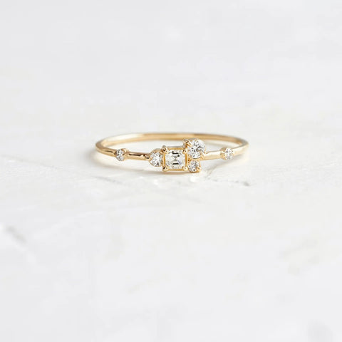 Asscher Cut Cluster Moissanite Ring For Women
