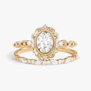 Oval Cut Art Deco Moissanite Colorless Bridal Set For Women