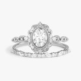 D Color Moissnaite Oval Cut Art Deco Bridal Ring Set For Women