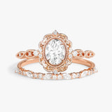 D Color Moissnaite Oval Cut Art Deco Bridal Ring Set For Women