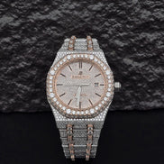 Black Stick Dual Tone Moissanite Stylish Watch