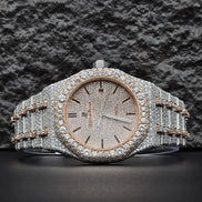 Black Stick Dual Tone Moissanite Stylish Watch