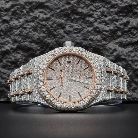 Black Stick Dual Tone Moissanite Stylish Watch