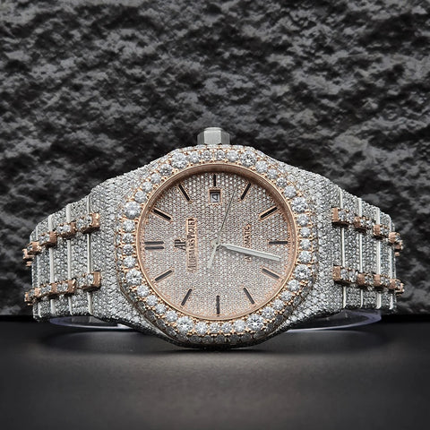 Black Stick Dual Tone Moissanite Stylish Watch