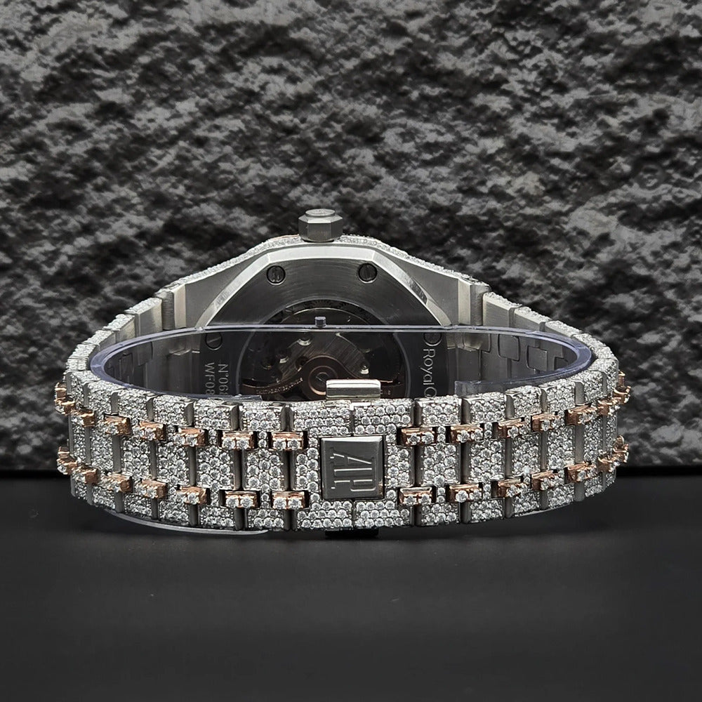 Black Stick Dual Tone Moissanite Stylish Watch