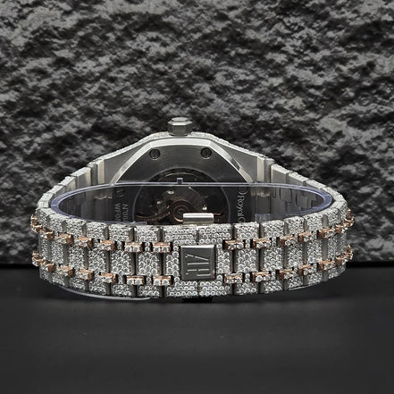Black Stick Dual Tone Moissanite Stylish Watch