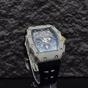 Black Rubber Belt Automatic Movement Moissanite Watch