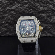 Black Rubber Belt Automatic Movement Moissanite Watch