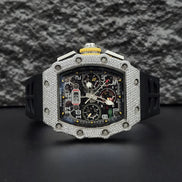 Black Rubber Belt Automatic Movement Moissanite Watch