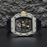 Black Rubber Belt Automatic Movement Moissanite Watch