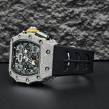 Black Rubber Belt Automatic Movement Moissanite Watch