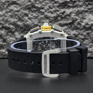 Black Rubber Belt Automatic Movement Moissanite Watch