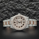 Dual Tone Moissanite Luxury Iced Out Watch Gift For Men's