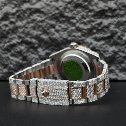 Dual Tone Moissanite Luxury Iced Out Watch Gift For Men's
