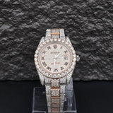 Dual Tone Moissanite Luxury Iced Out Watch Gift For Men's