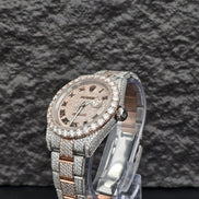 Dual Tone Moissanite Luxury Iced Out Watch Gift For Men's