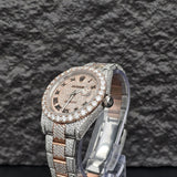 Dual Tone Moissanite Luxury Iced Out Watch Gift For Men's