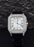 Awesome White Dial Black Leather Belt Moissanite Watch