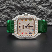 Green Leather Belt Moissanite Luxury Watch