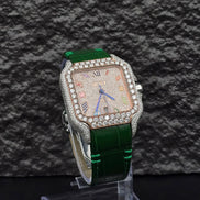 Green Leather Belt Moissanite Luxury Watch