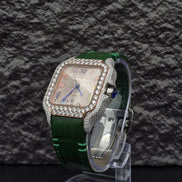 Green Leather Belt Moissanite Luxury Watch