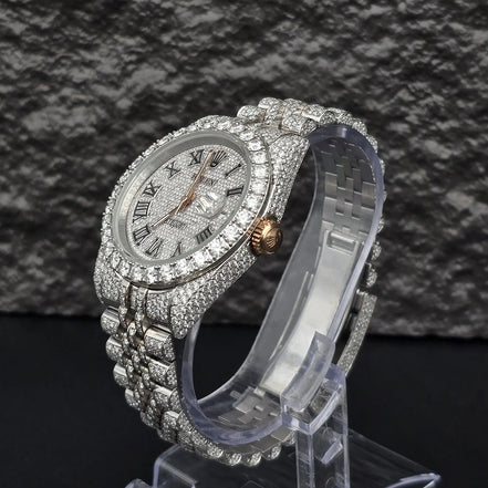 Roman Numeric Elegant Automatic Moissanite Wrist Watch