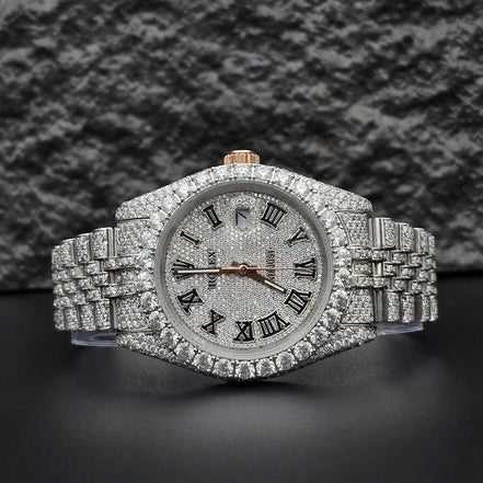 Roman Numeric Elegant Automatic Moissanite Wrist Watch