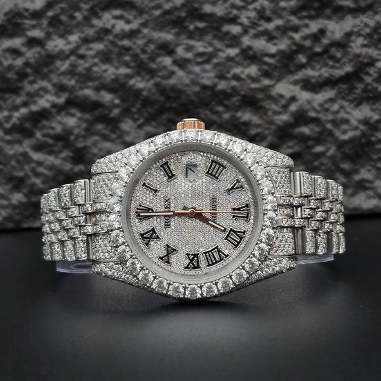 Roman Numeric Elegant Automatic Moissanite Wrist Watch