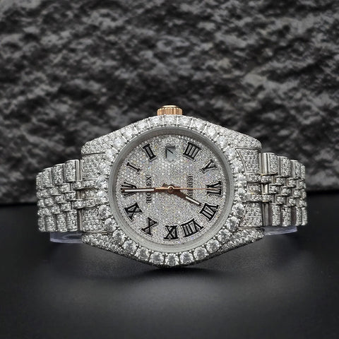 Roman Numeric Elegant Automatic Moissanite Wrist Watch
